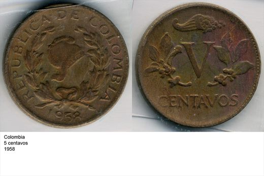 Colombia - Centavo 5 - 1958 - G6 A1 H04 L4C6