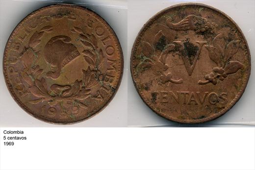 Colombia - Centavo 5 - 1969 - G6 A1 H04 L5C4