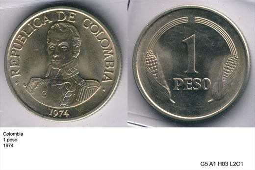 Colombia - Peso 1 - 1974 - G5 A1 H03 L2C1