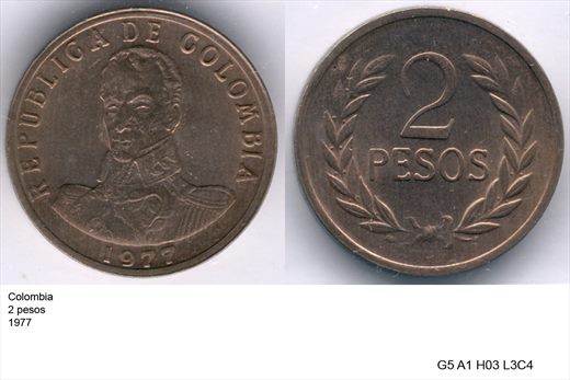 Colombia - Peso 2 - 1977 - G5 A1 H03 L3C4