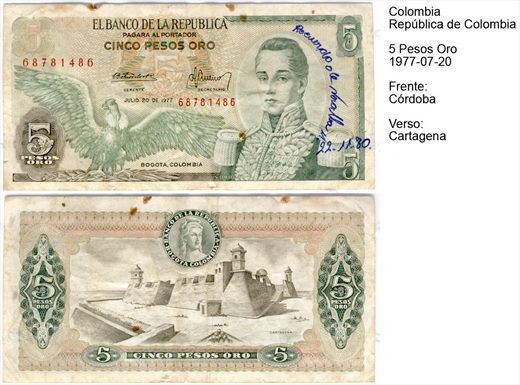 Colombia - Peso 5 - 1977-07-20