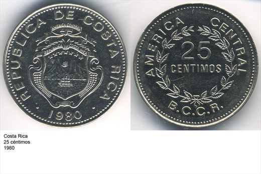 Costa Rica - Centimo 25 - 1980 - G5 A2 H10 L6C3