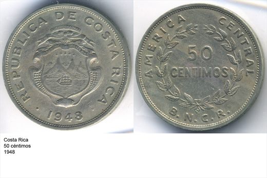 Costa Rica - Centimo 50 - 1948 - G5 A2 H10 L6C1