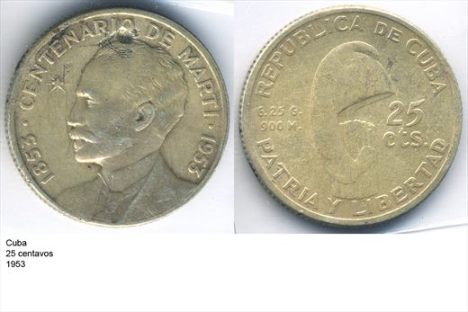 Cuba - Centavo 25 - 1953 - G5 A2 H10 L4C5
