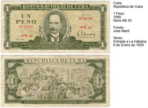 Cuba - Peso 1 - 1980 - Serie AB 42