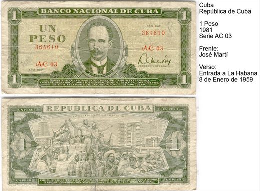 Cuba - Peso 1 - 1981 - Serie AC 03