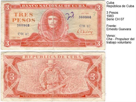 Cuba - Peso 3 - 1983 - Serie CH 07