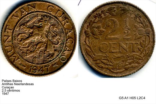 PB - AN - Curacao - Centimo 2,5 - 1947 - G5 A1 H05 L2C4
