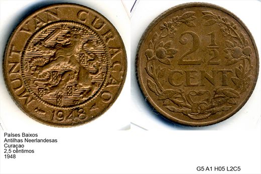 PB - AN - Curacao - Centimo 2,5 - 1948 - G5 A1 H05 L2C5