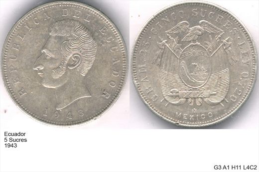 Ecuador - Sucre 5 - 1943 - G3 A1 H11 L4C2