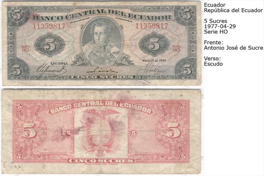Ecuador - Sucre 5 - 1977-04-29 - Serie HO