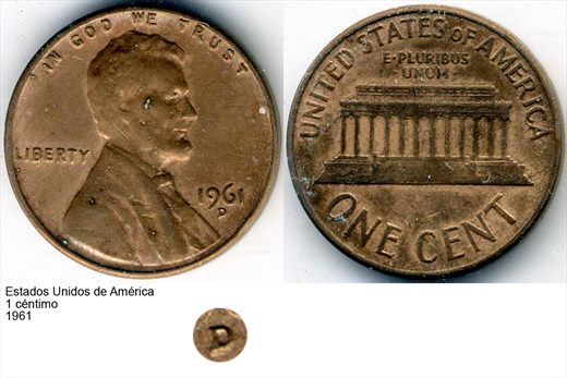 EUA - Centimo 1 - 1961 - G6 A1 H06 L2C2