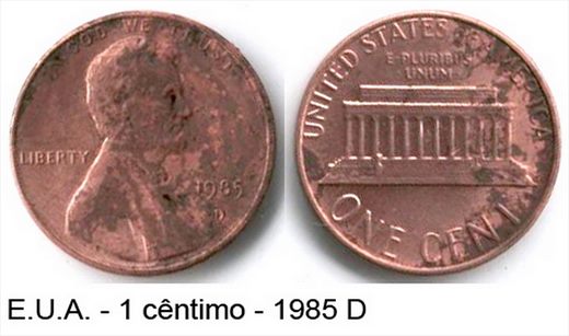 EUA - Centimo 1 - 1985 D