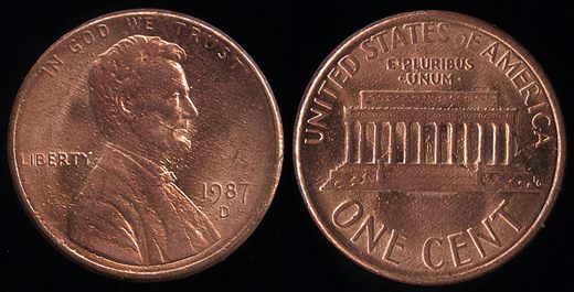 EUA - Centimo 1 - 1987 D
