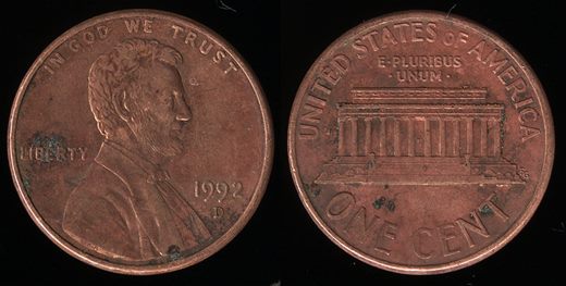 EUA - Centimo 1 - 1992 D