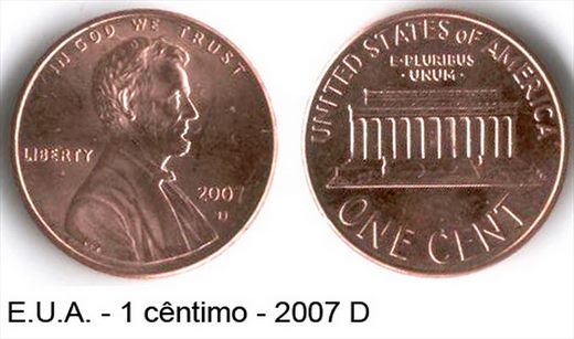 EUA - Centimo 1 - 2007 D
