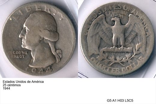 EUA - Centimo 25 - 1944 - G5 A1 H03 L5C5