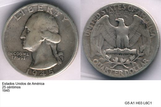 EUA - Centimo 25 - 1945 - G5 A1 H03 L6C1