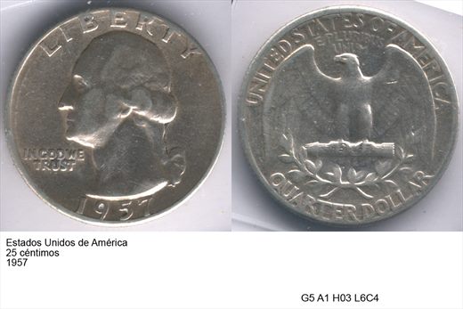 EUA - Centimo 25 - 1957 - G5 A1 H03 L6C4