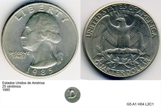 EUA - Centimo 25 - 1985 - G5 A1 H04 L2C1