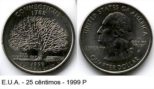 EUA - Centimo 25 - 1999 P - Connecticut