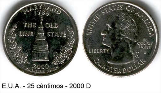 EUA - Centimo 25 - 2000 D - Maryland