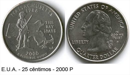 EUA - Centimo 25 - 2000 P - Massachusetts