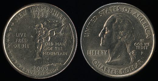 EUA - Centimo 25 - 2000 P - New Hampshire