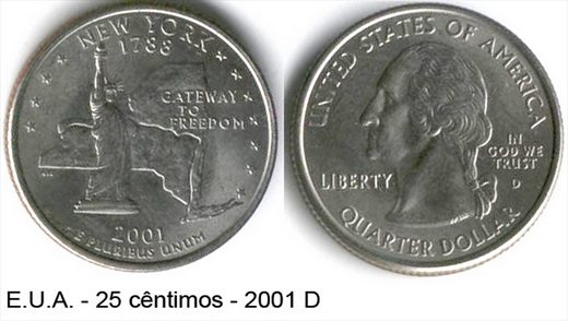 EUA - Centimo 25 - 2001 D - New York