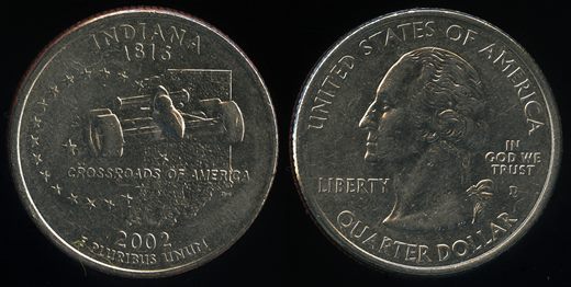 EUA - Centimo 25 - 2002 D - Indiana