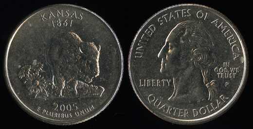EUA - Centimo 25 - 2005 P - Kansas
