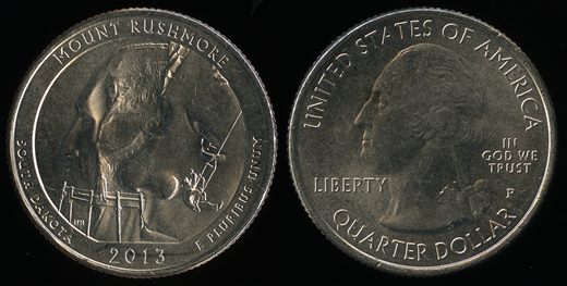 EUA - Centimo 25 - 2013 P - Mount Rushmore