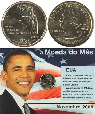 EUA - Centimo 25 - 2008 (Moeda do Mes Novembro 2008)
