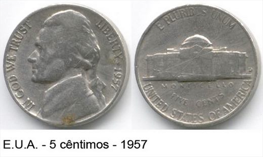 EUA - Centimo 5 - 1957 D