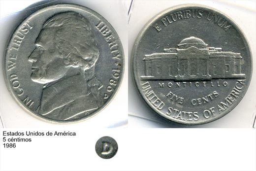 EUA - Centimo 5 - 1986 - G6 A1 H08 L7C6