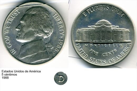 EUA - Centimo 5 - 1988 - G6 A1 H09 L1C3