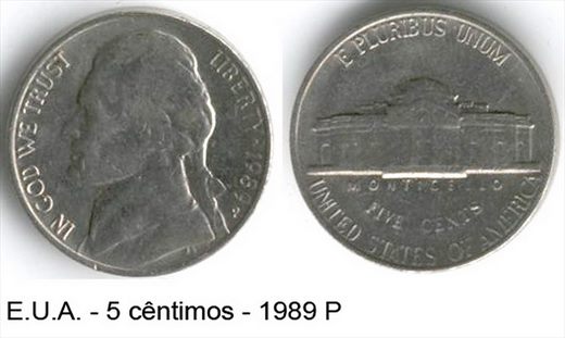 EUA - Centimo 5 - 1989 P