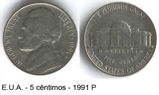 EUA - Centimo 5 - 1991 P