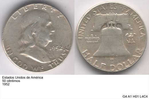 EUA - Centimo 50 - 1952 - G4 A1 H01 L4C4