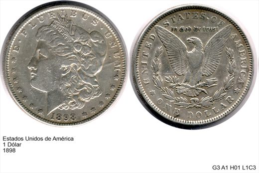 EUA - Dolar 1 - 1898 - G3 A1 H01 L1C3