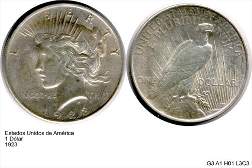 EUA - Dolar 1 - 1923 - G3 A1 H01 L2C3