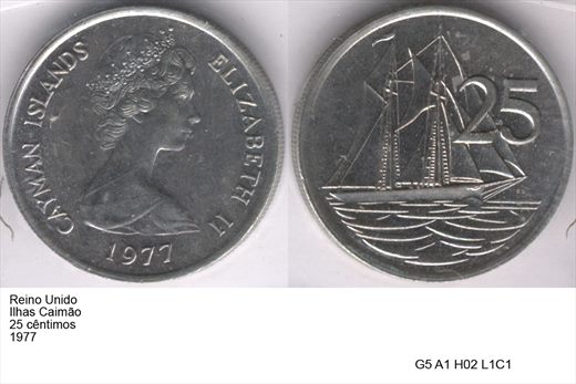 Ilhas Caimao - Centimo 25 - 1977 - G5 A1 H02