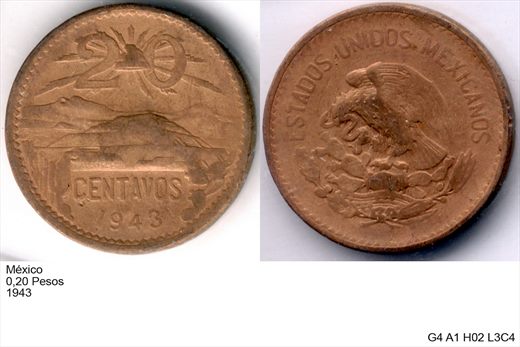 Mexico - Centavo 20 - 1943 - G4 A1 H02 L3C1