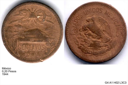 Mexico - Centavo 20 - 1944 - G4 A1 H02 L3C2