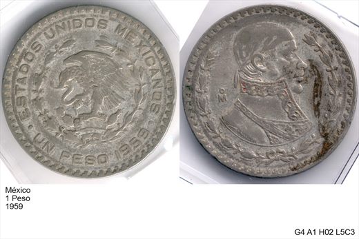 Mexico - Peso 1 - 1959 - G4 A1 H02 L5C3