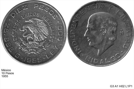 Mexico - Peso 10 - 1955 - G3 A1 H02 L1C3 1