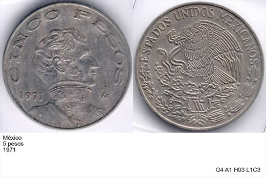 Mexico - Peso 5 - 1971 - G4 A1 H03 L1C3