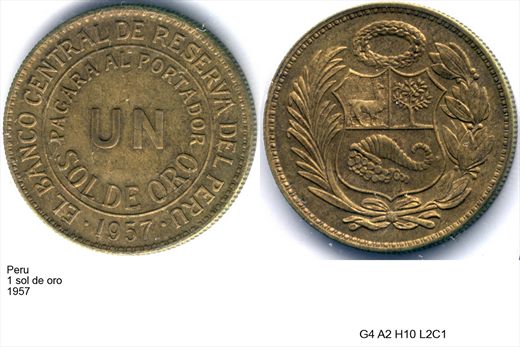 Peru - Sol de Oro 1 - 1957 - G4 A2 H10 L2C1