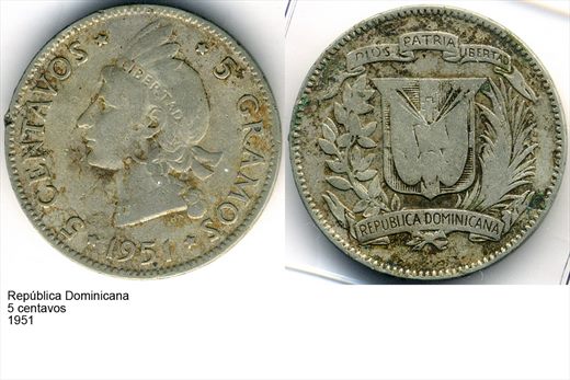 Republica Dominicana - Centavo 5 - 1951 - G6 A2 H12 L7C3