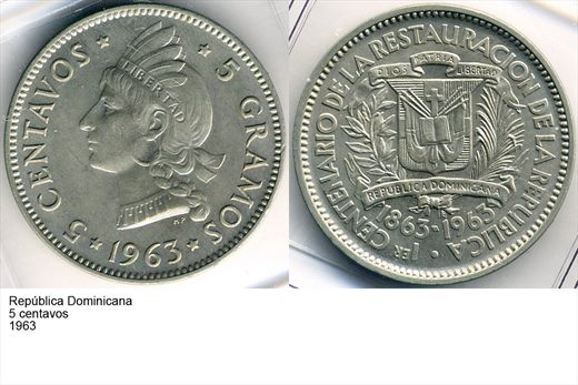 Republica Dominicana - Centavo 5 - 1963 - G6 A2 H12 L7C4
